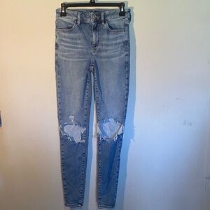 American Eagle Outfitters Light Blue Distressed Skinny Jeans